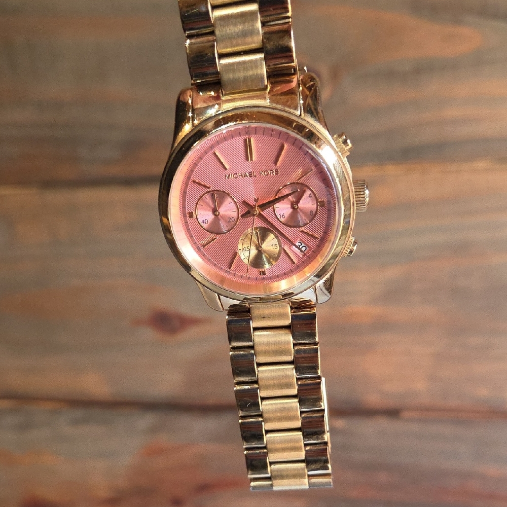 Michael Kors Gold and Pink Chronograph Watch